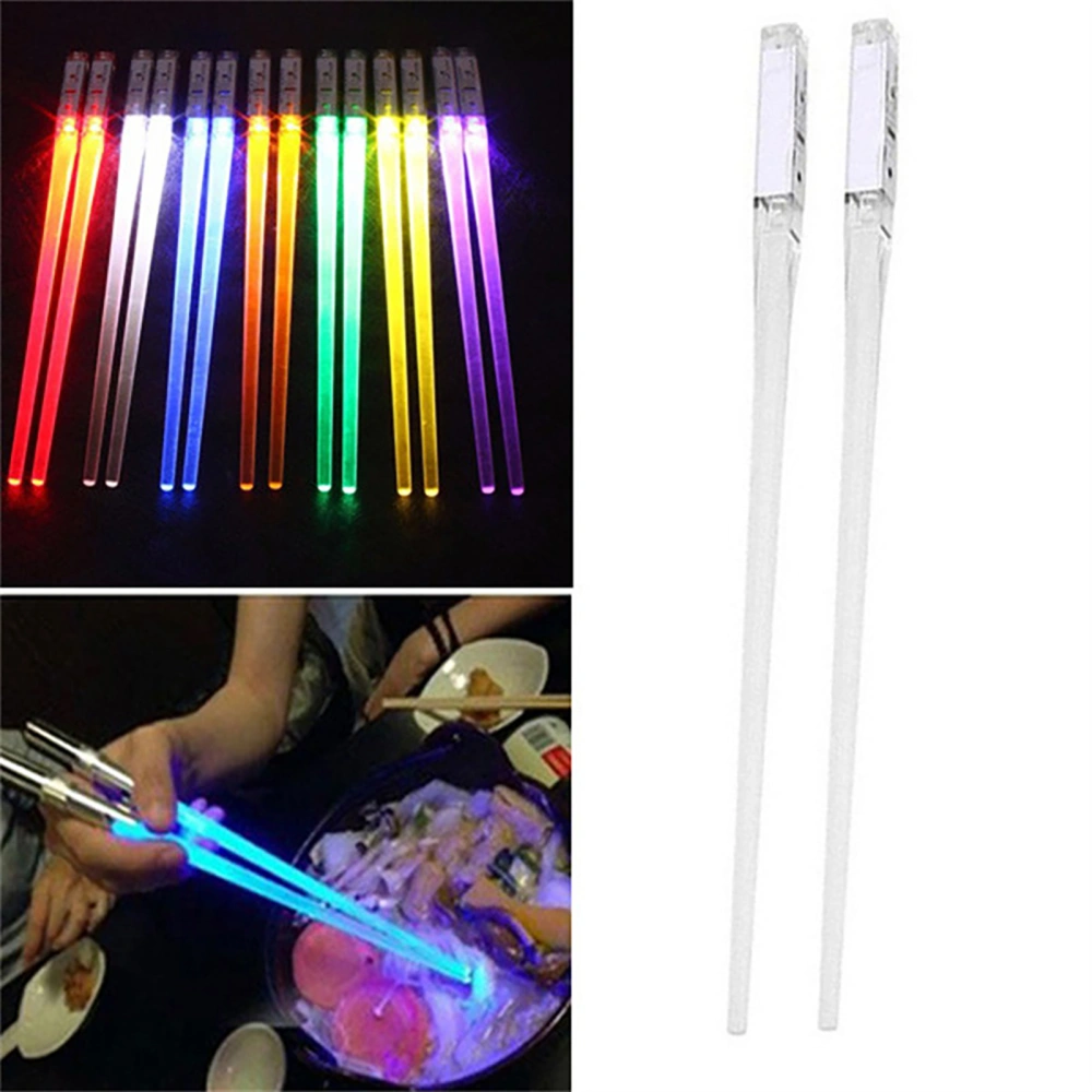 1 Pair Food Chopsticks Reusable Food Grade Smooth Surface Eye-catching LED Illuminated Wear-resistant Lightweight BPA Free LED Luminous Chopsticks Kitchen Tool