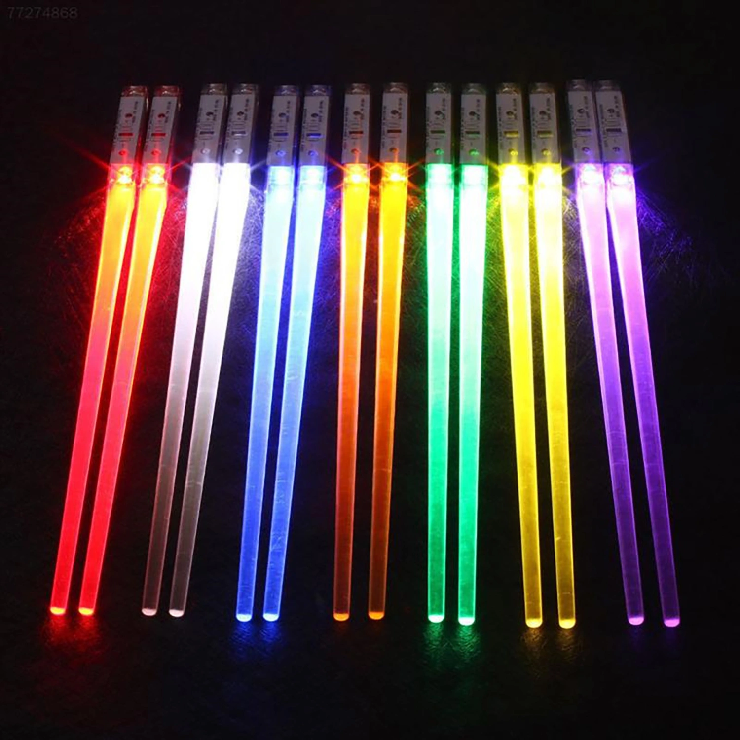 1 Pair Food Chopsticks Reusable Food Grade Smooth Surface Eye-catching LED Illuminated Wear-resistant Lightweight BPA Free LED Luminous Chopsticks Kitchen Tool