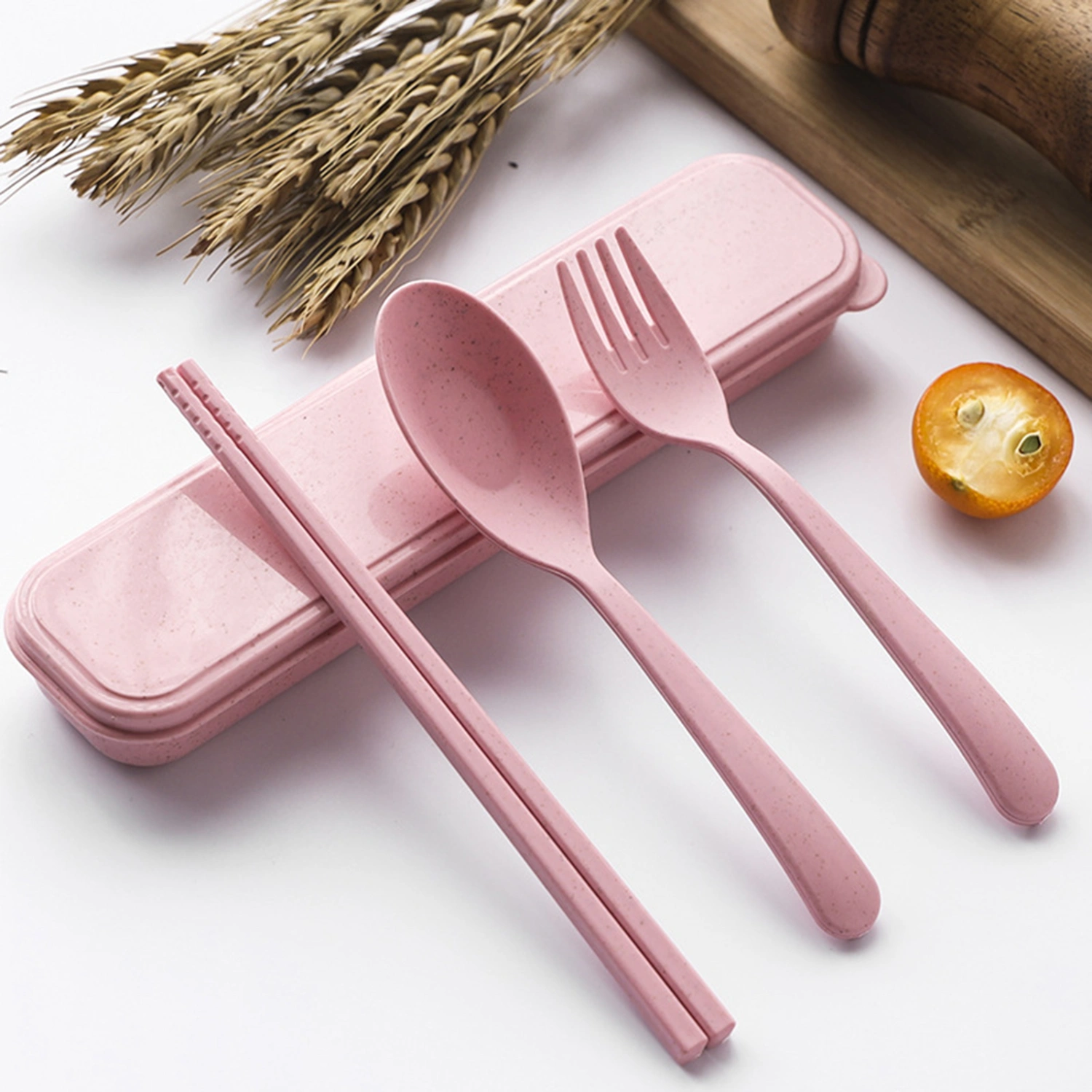 3Pcs/Set Cutlery Set Smooth Surface Environmentally Friendly Burrs-free Non-slip Food Grade Dining Corrosion Resistant Travel Portable Cutlery Spoon Fork Chopsticks for Outdoor