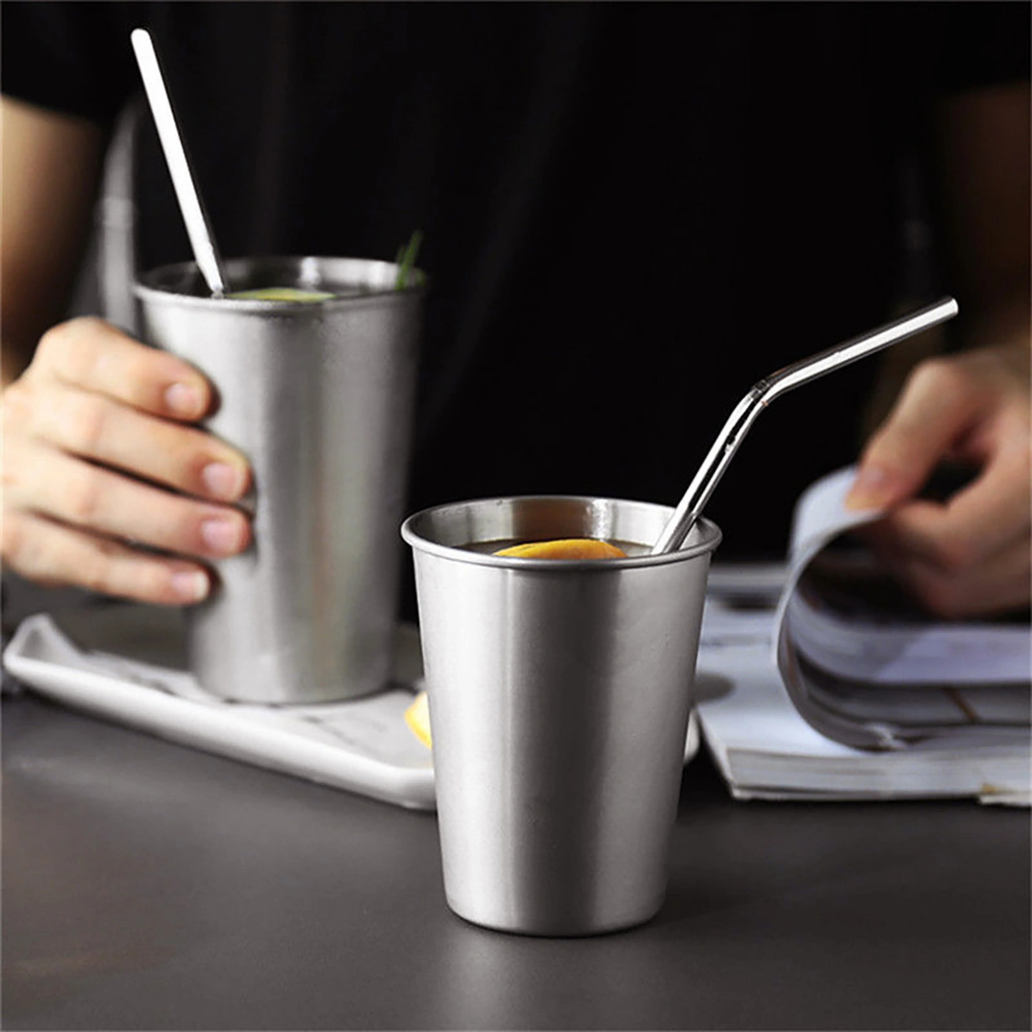 Stainless Steel Cup BPA Free Large Capacity Unbreakable Shatterproof Stackable Storage 3 Sizes Mirror Polishing Beer Cup Office Gift