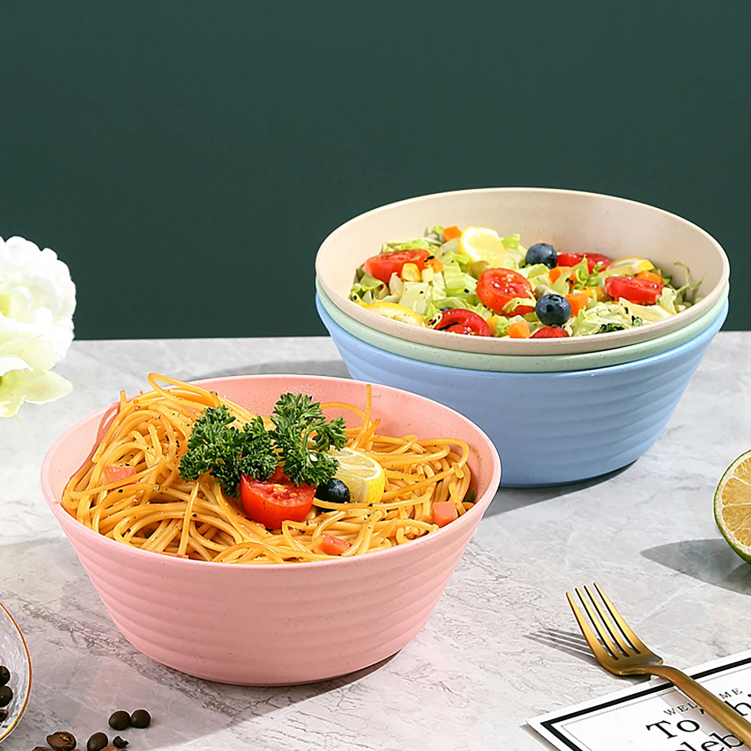 Japanese Instant Noodle Bowl Microwave Dishwasher Safe Large Capacity Stackable Unbreakable Cereal Soup Rice Bowl for Canteen