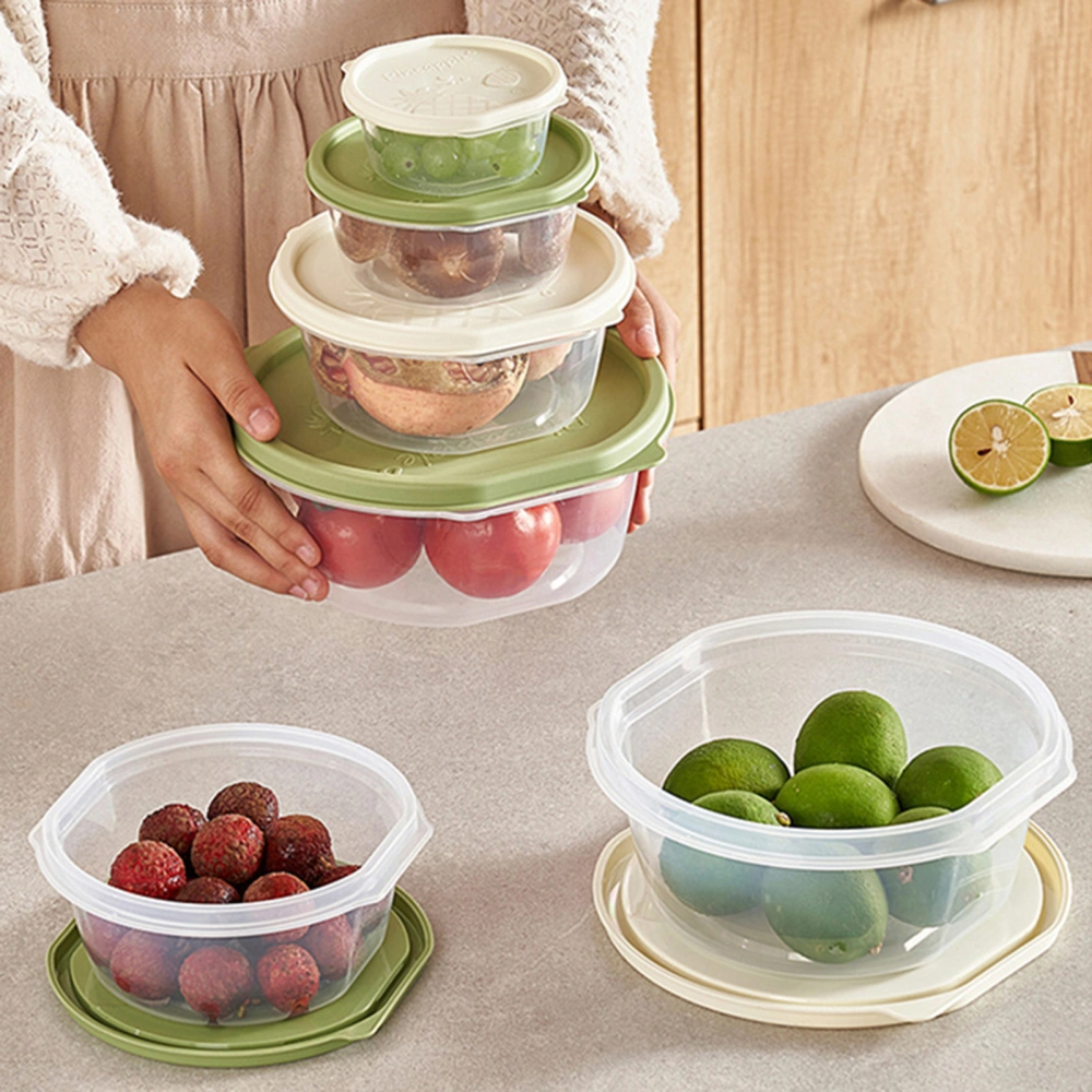 3/4Pcs Food Grade Round Transparent Refrigerator Storage Box with Lid Microwave Oven Fruit Bento Box Household Supplies