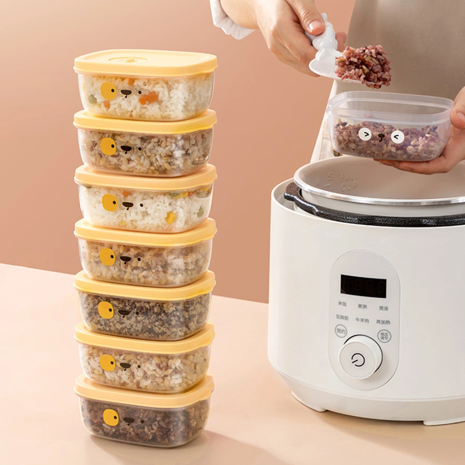 Food Storage Container Transparent No Odor Microwave Box Highly Sealed Oblong Shape Storage Vegetable Cartoon Printing Food Bento Box Freezer Food Storage Box for Home