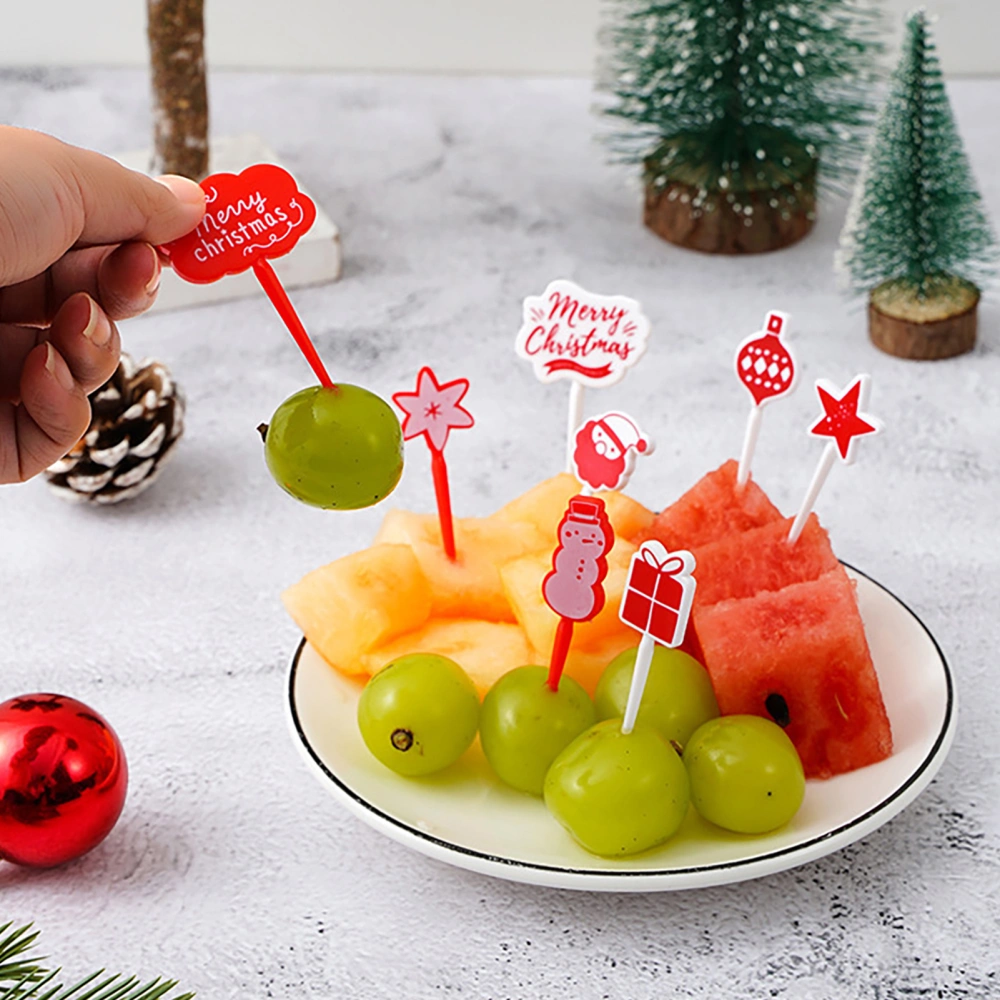 8Pcs Cake Forks Easy to Clean Christmas Element Burr-free Merry Christmas Bento Decoration Sticks for Kindergarten