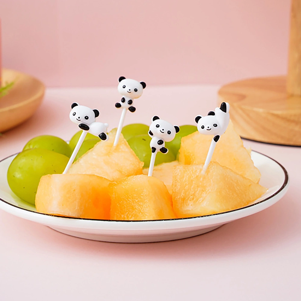 8 Pcs Panda Fruit Forks Safety Material Anti-deform Clean And Hygienic Cartoon Animal Dessert Forks Reusable Different Postures Panda Fruit Picks for Kindergarten