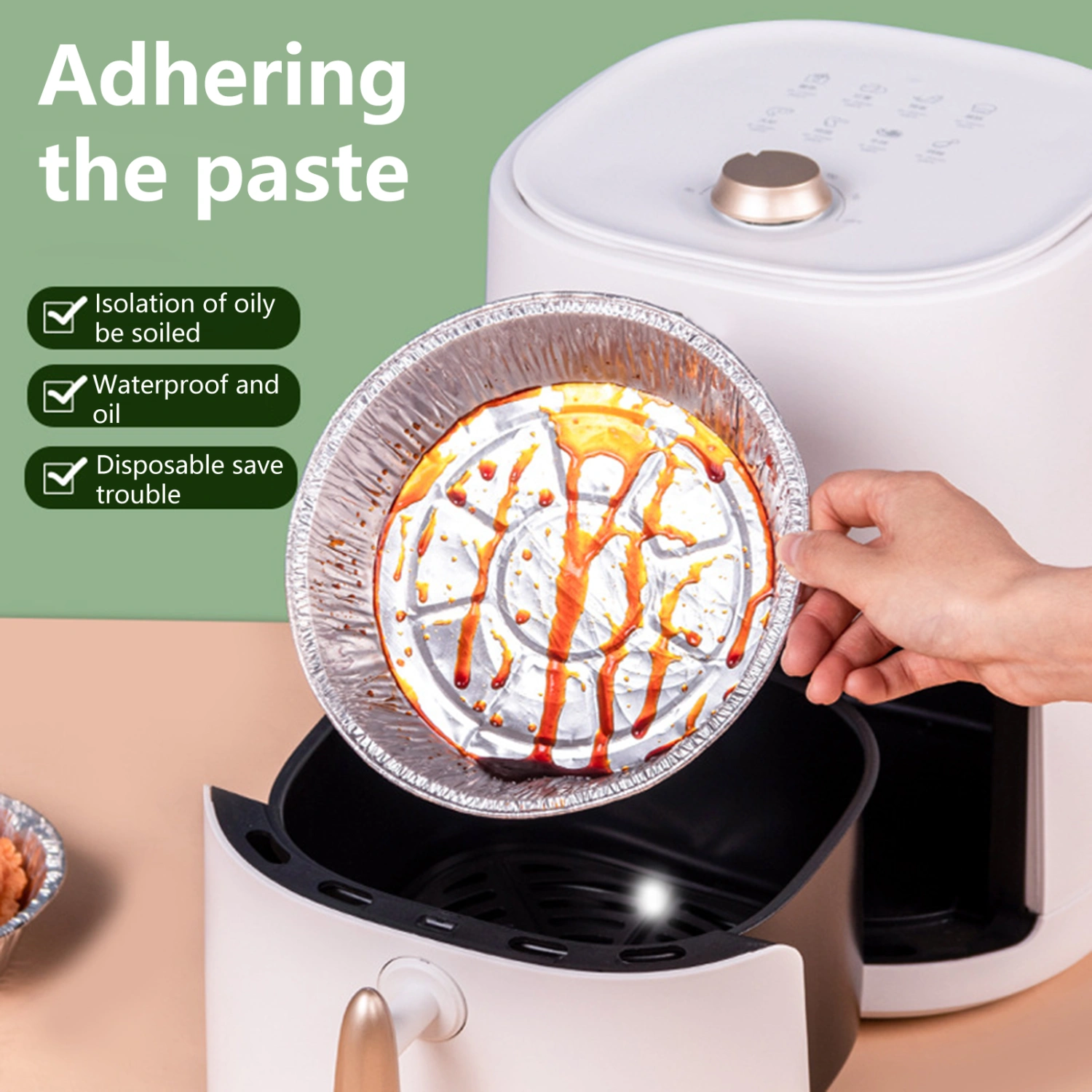 20Pcs Fryer Pot Liners Food Grade Heat-Resistant Wash Free Round Extra-Deep Fryer Pot Liner Aluminum Foil Pans Kitchen Supplies 