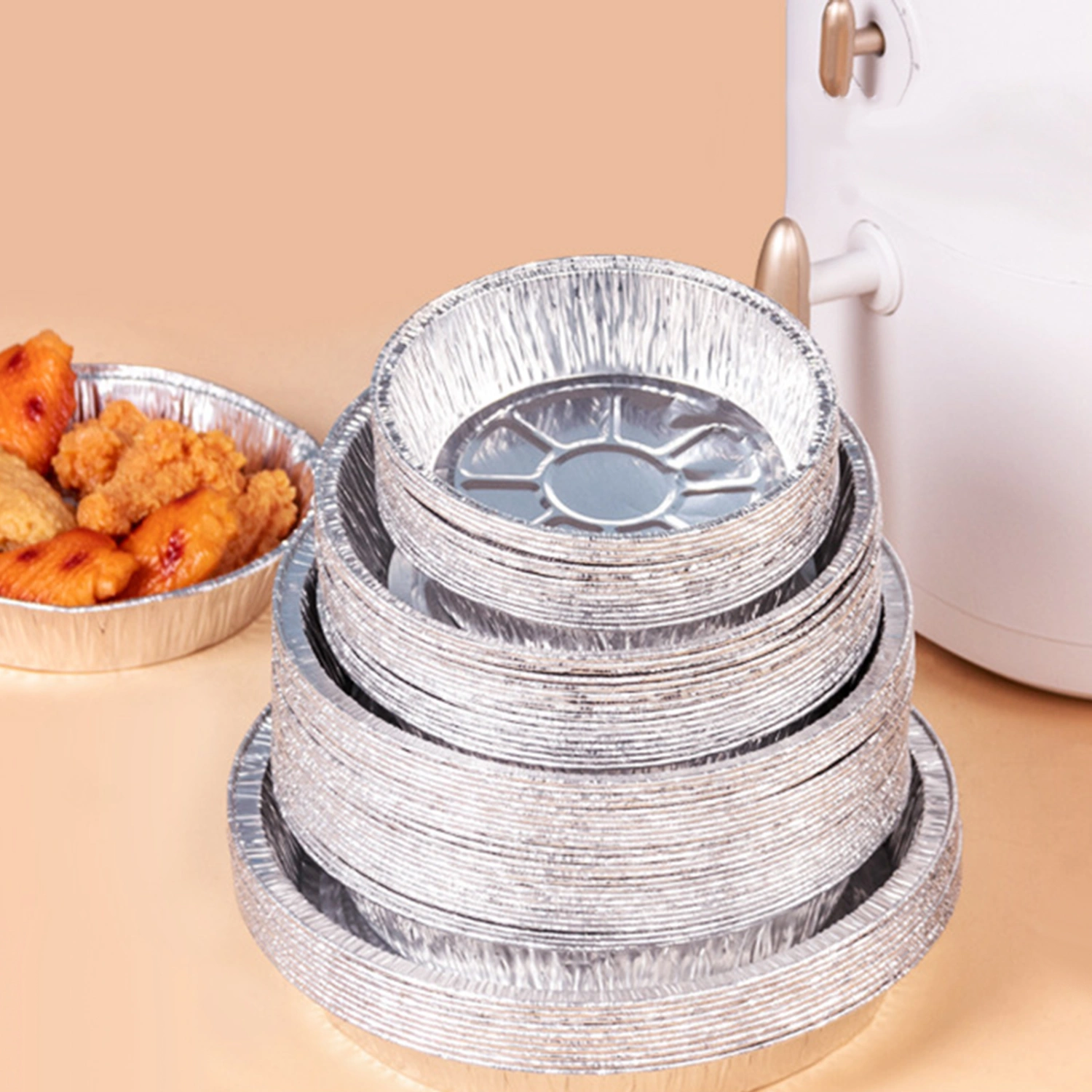 20Pcs Fryer Pot Liners Food Grade Heat-Resistant Wash Free Round Extra-Deep Fryer Pot Liner Aluminum Foil Pans Kitchen Supplies 