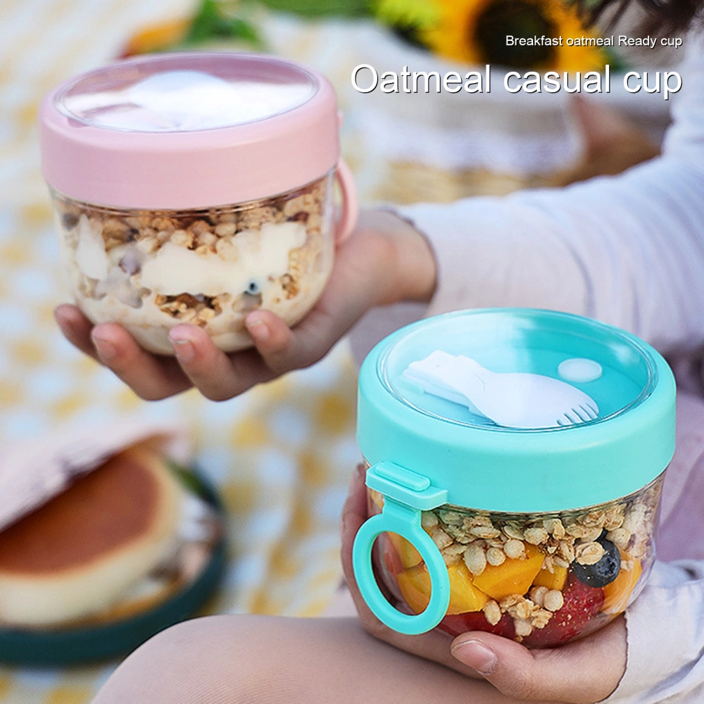 600ml Oatmeal Cup Visible Airtight Lid Thickened with Spoon Food Storage Portable Overnight Yogurt Milk Salad Breakfast Jar School Supplies