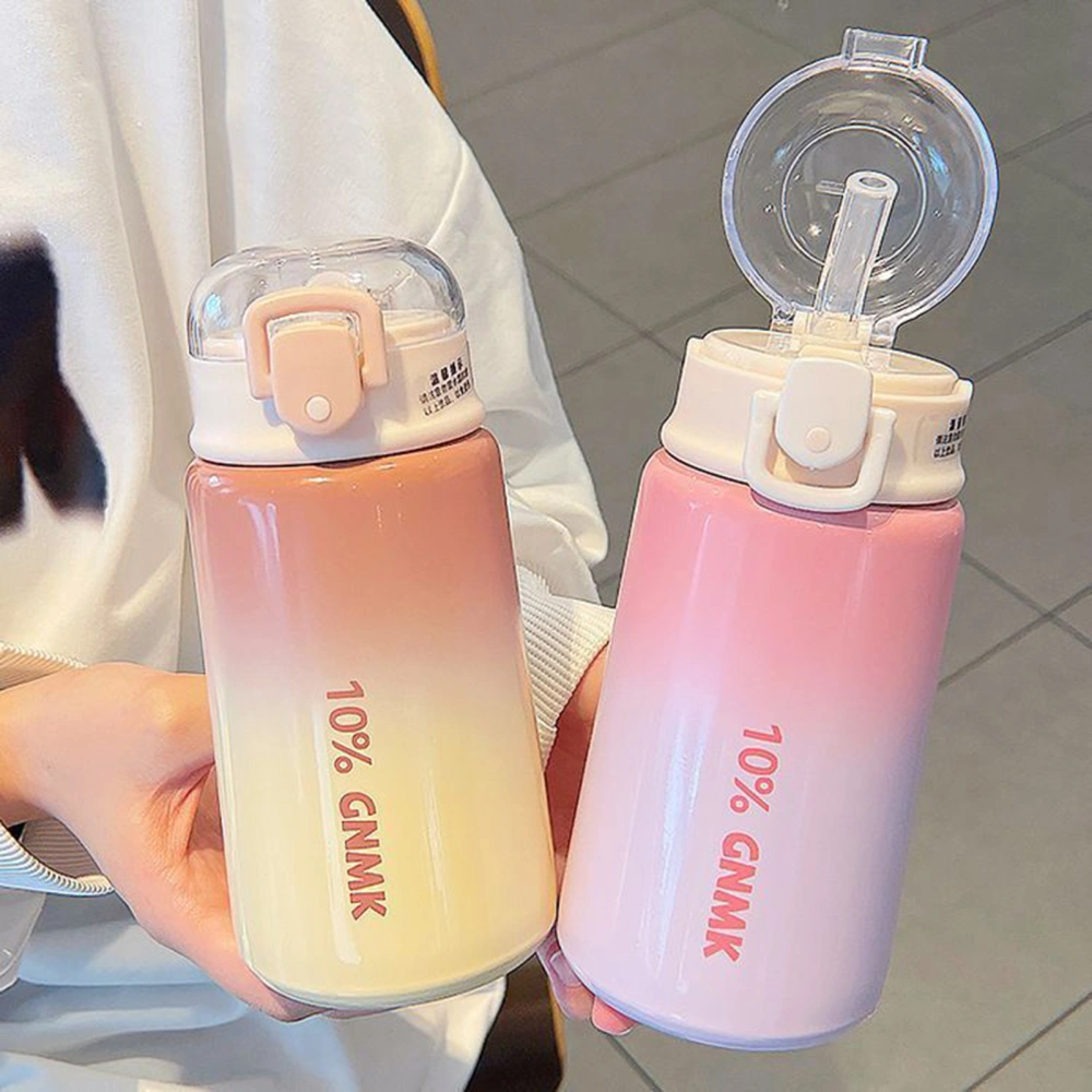 400ML Thermal Cup with Straw Lock Catch Stainless Steel Cute Winter Kids Children Hot Water Insulated Bottle for Cold Weather