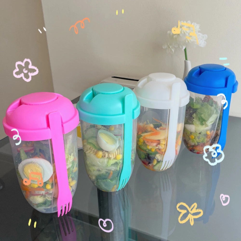 1000ml Salad Cup with Fork Large Capacity Portable Low-fat Diet Meal Fruit And Vegetable Snack Cup for Outdoor 