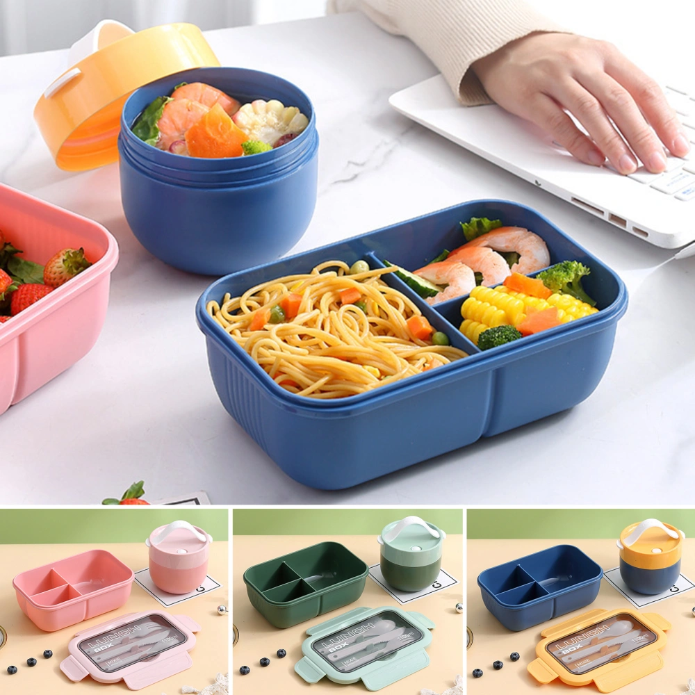 Student Bento Box Soup Cup High Capacity Food Grade Partition Anti-leak Two Compartments Picnic No Odor Micro Heated Students Bento Box for Office Lady