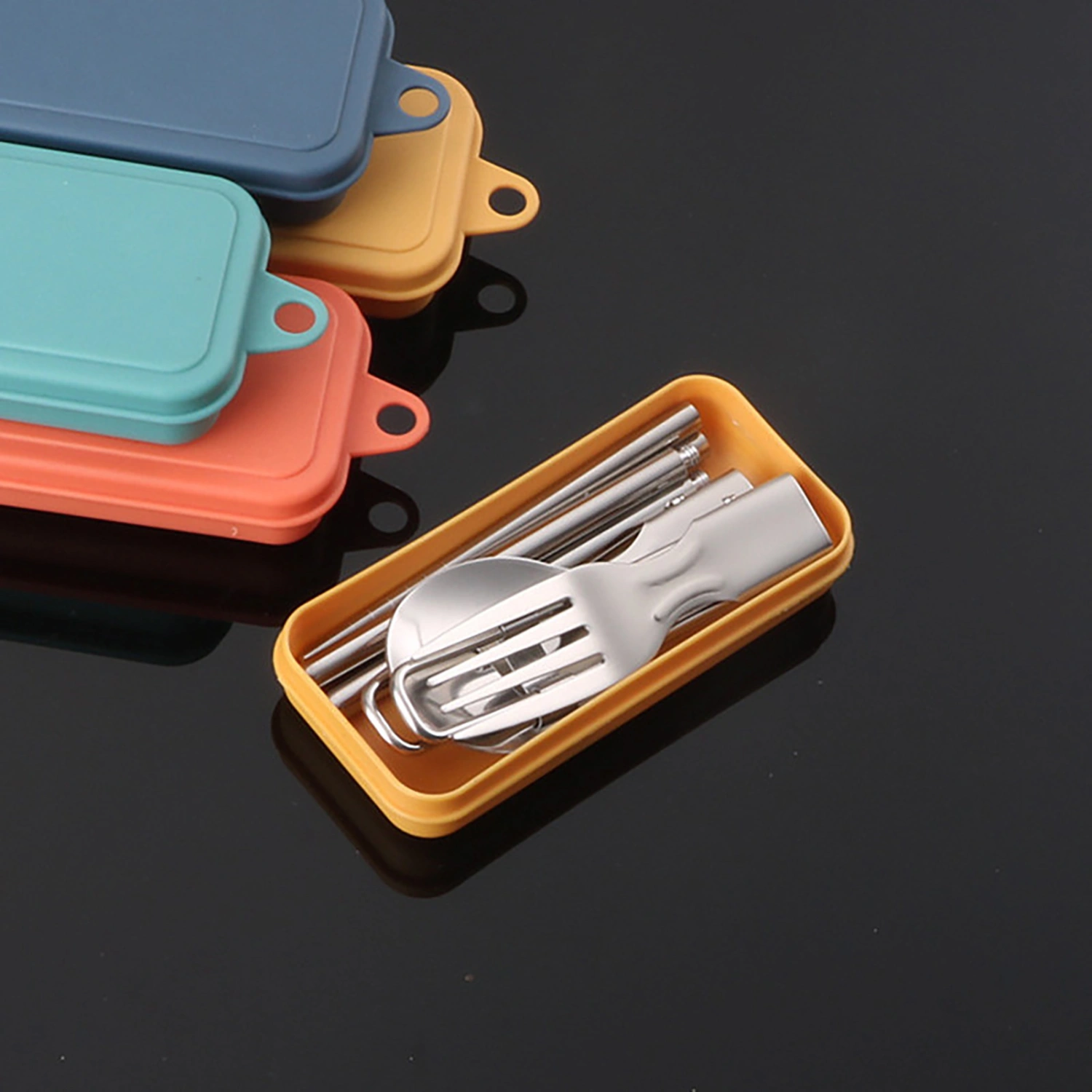 1 Set Tableware Solid Rust-Proof Ergonomics Handle Camping Supplies Trip Spoon Fork Chopsticks Kitchen Supplies 