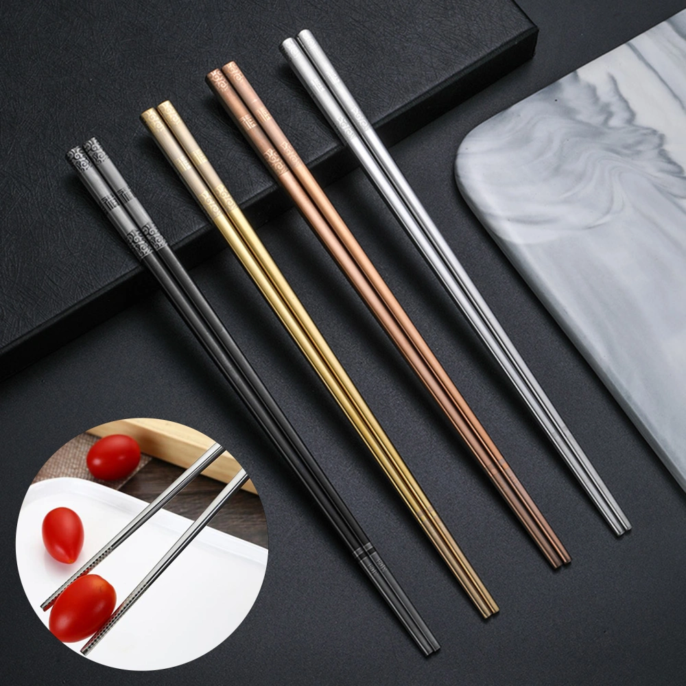 1 Pair Chopsticks Hollow Reusable Anti-scalding Engraving Stainless Steel Chinese Chop Sticks Kitchen Gadget