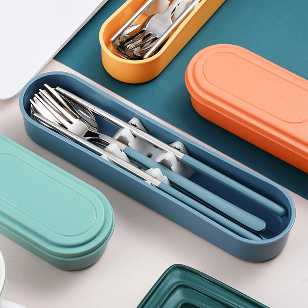 1 Set Tableware Convenient Ergonomic Design Multifunctional Lightweight Stainless Steel Fork Spoon for Trip