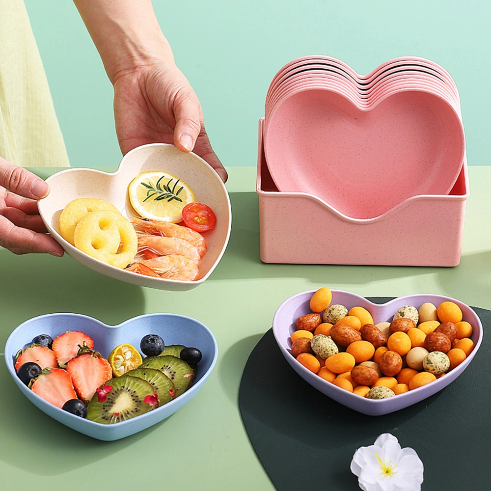 1 Set Fruit Plate Food Grade BPA Free Smooth Edge Unique Shape Heat-Resistant Multipurpose Stackable Heart-Shaped Desktop Spit Bone Dish Fruit Tray Kitchen Supplies