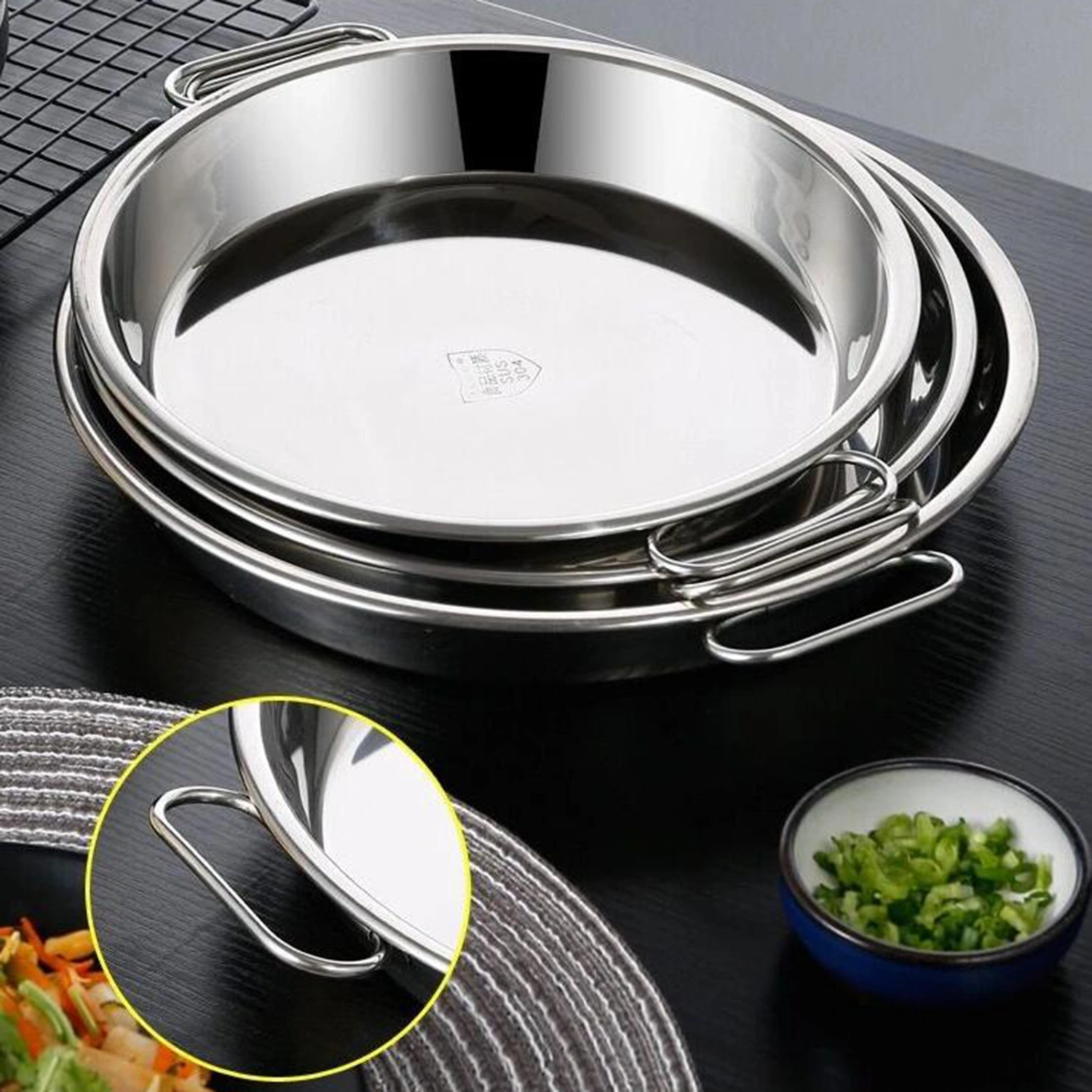Steamer Pan Dual Handle All-in-one Bake Food Grade Portable Kitchen Cold Noodle Making Plate Daily Use