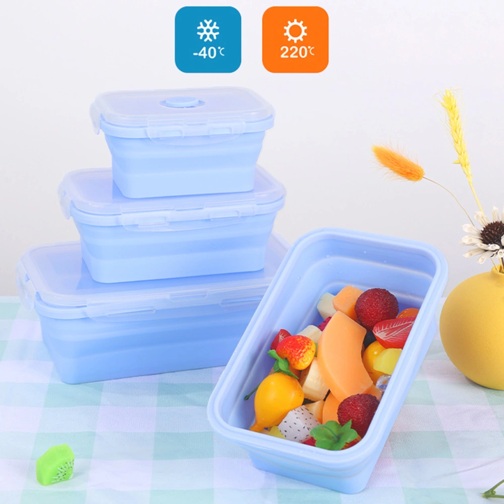 3Pcs/Set 350/500/800ml Sealed Lunch Boxes Leak-proof Easy to Carry High Capacity Food Grade Portable Cold Preservation Silicone Bento Refrigerator Food Containers Office Accessories