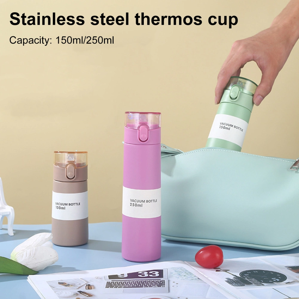 150/250ml Insulated Cup Leak-proof One-button Opening Silicone Nozzle Portable Long-lasting Insulation Stainless Steel Thermal Mug Daily Use