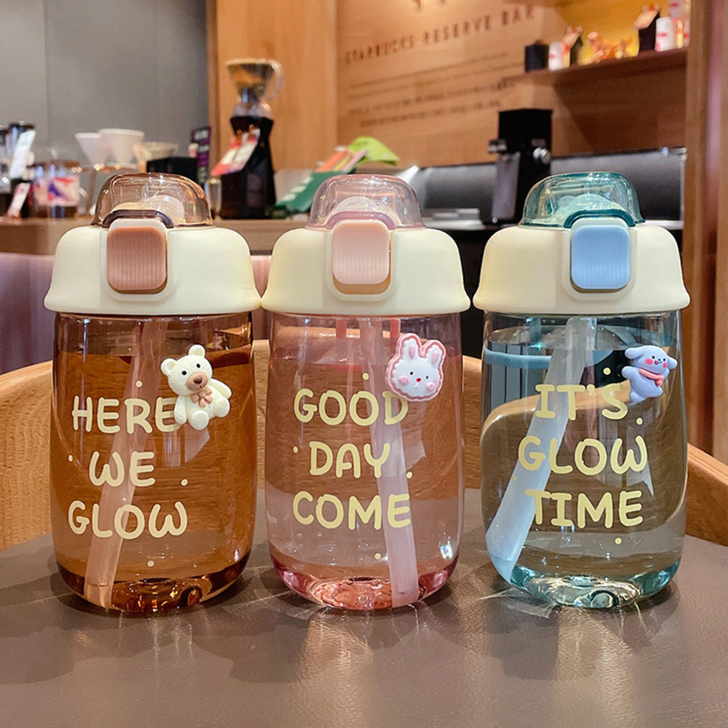 400/500ml Water Bottle with Straw Leakproof Transparent Large Capacity Portable Travel Sports Drinking Cup Kettle Outdoor Supplies