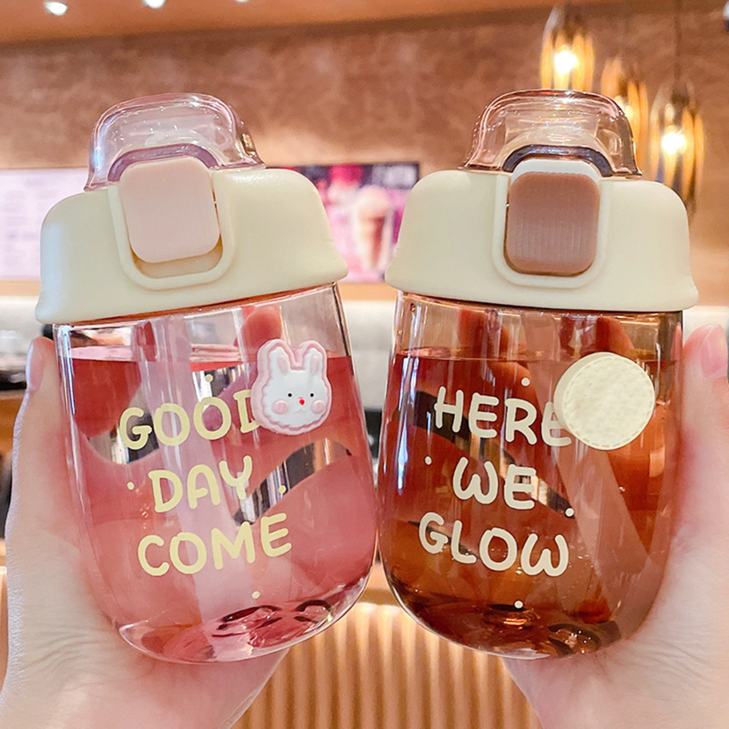 400/500ml Water Bottle with Straw Leakproof Transparent Large Capacity Portable Travel Sports Drinking Cup Kettle Outdoor Supplies