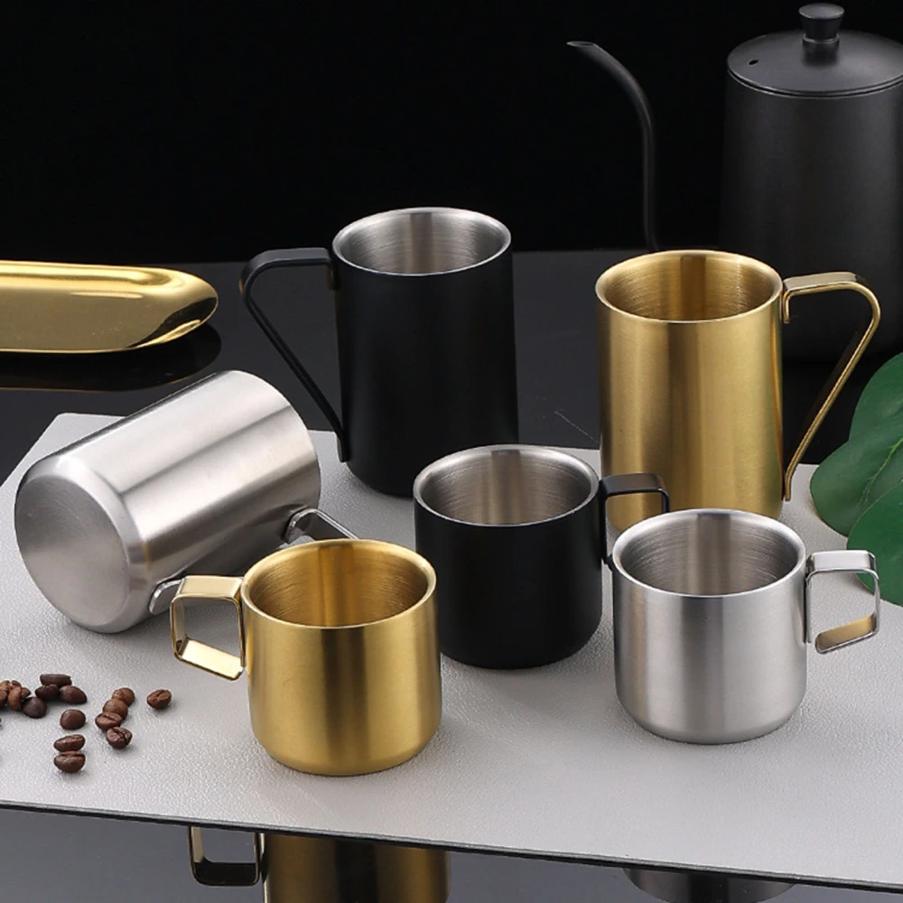 150/280ml Water Cup with Handle Double Layer Stainless Steel Coffee Beer Cup Mug Drinkware Tools Daily Use