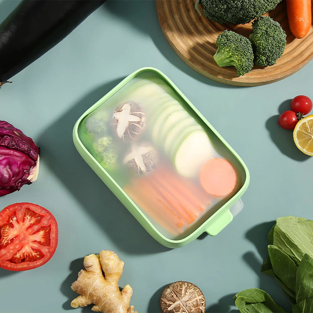 Fresh-keeping Rectangle Food Container Translucent Stackable Food Grade Large Capacity Microwave Safe Silicone Lunch Box for Leftover