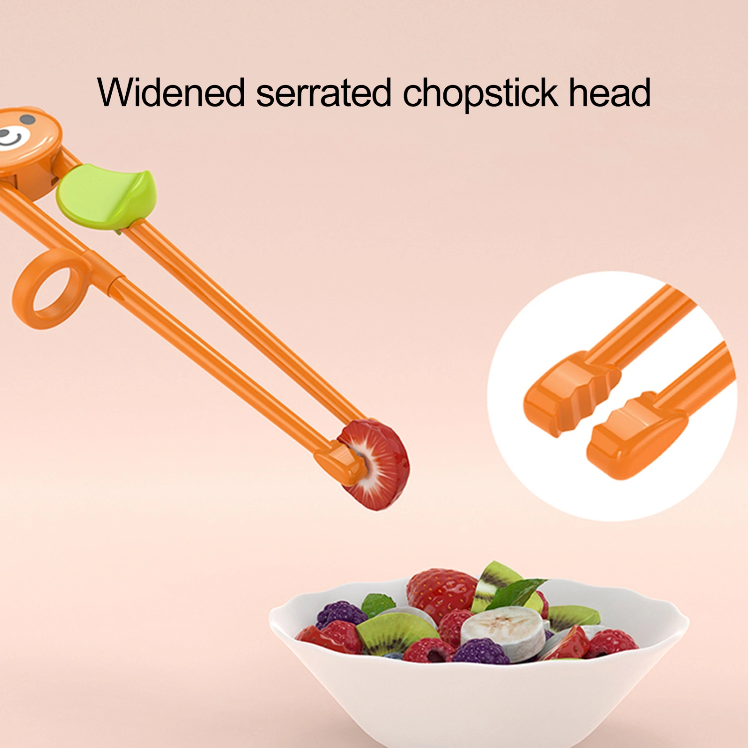 1 Pair Training Chopsticks Comfortable Grip Chewable Ergonomic Design Widen Head Cartoon Eating Train Easy to Clean Cute Bear Kids Food Grade Learning Chopsticks Kitchen Utensils