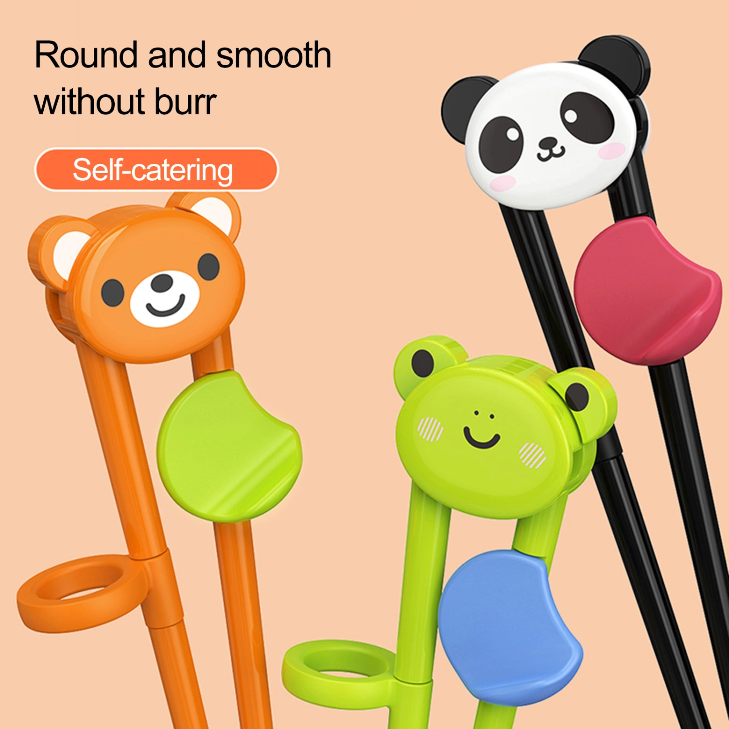 1 Pair Training Chopsticks Comfortable Grip Chewable Ergonomic Design Widen Head Cartoon Eating Train Easy to Clean Cute Bear Kids Food Grade Learning Chopsticks Kitchen Utensils