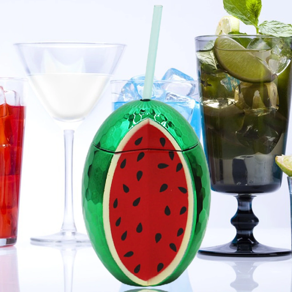 700ml Straw Cup High Capacity Large Diameter Leakproof Electroplated Temperature Resistant Drink Water with Lid Cute Watermelon Milk Tea Cup Water Bottle for Student