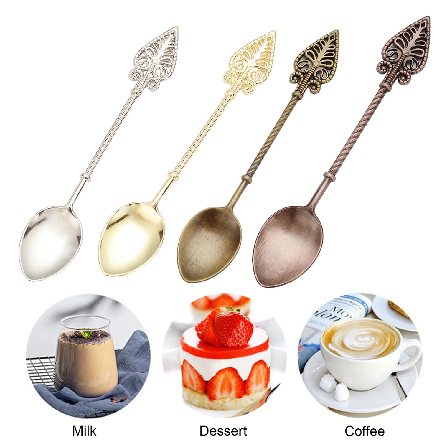 Jam Spoon Heat Resistant Hollow Out Multifunctional No Odor Comfortable Grip Dinning Vintage Flower Carving Soup Spoon Tableware