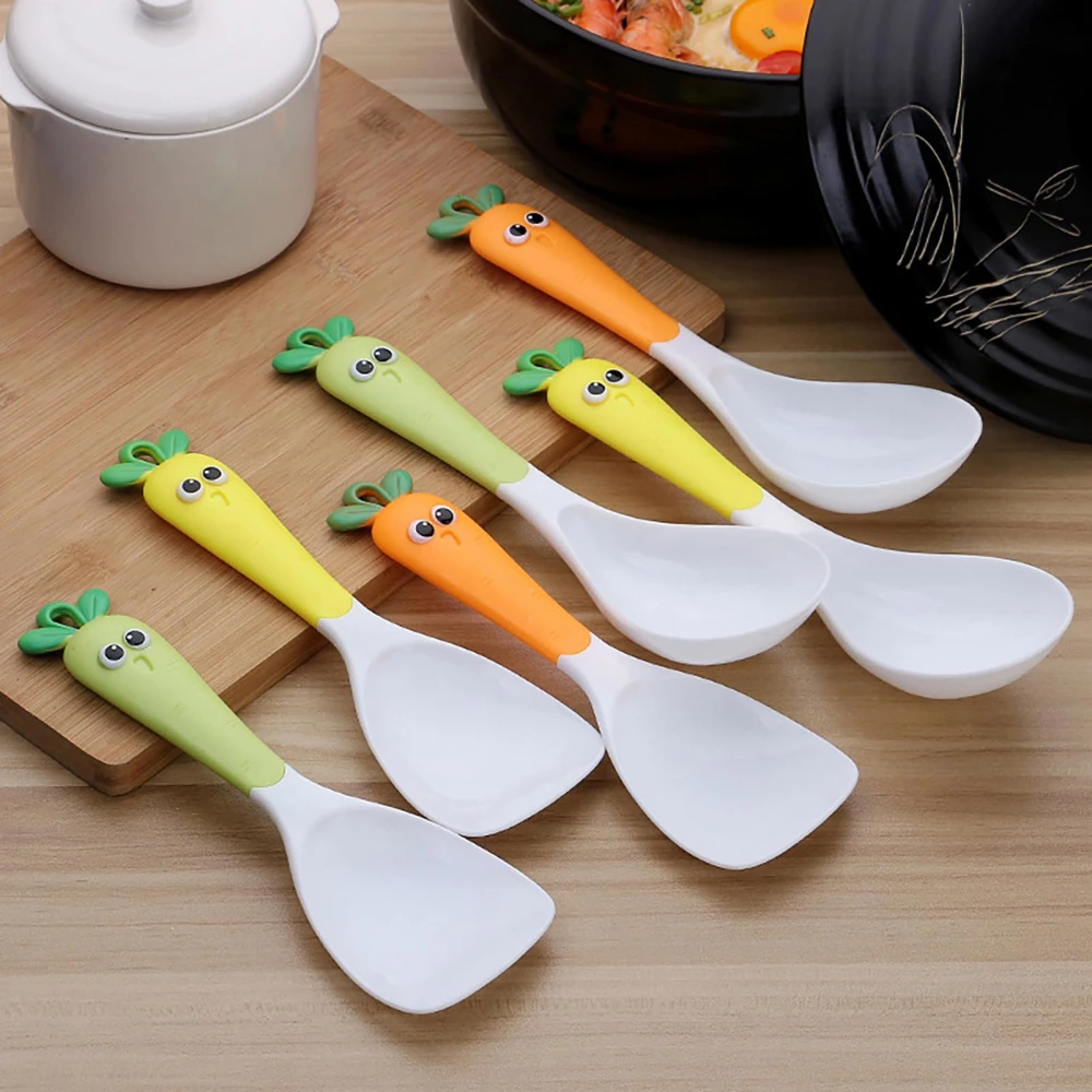 Rice Spoon Non-stick Heat Resistant Long Handle Cartoon Carrot Pattern Rice Spatula Kitchen Accessories