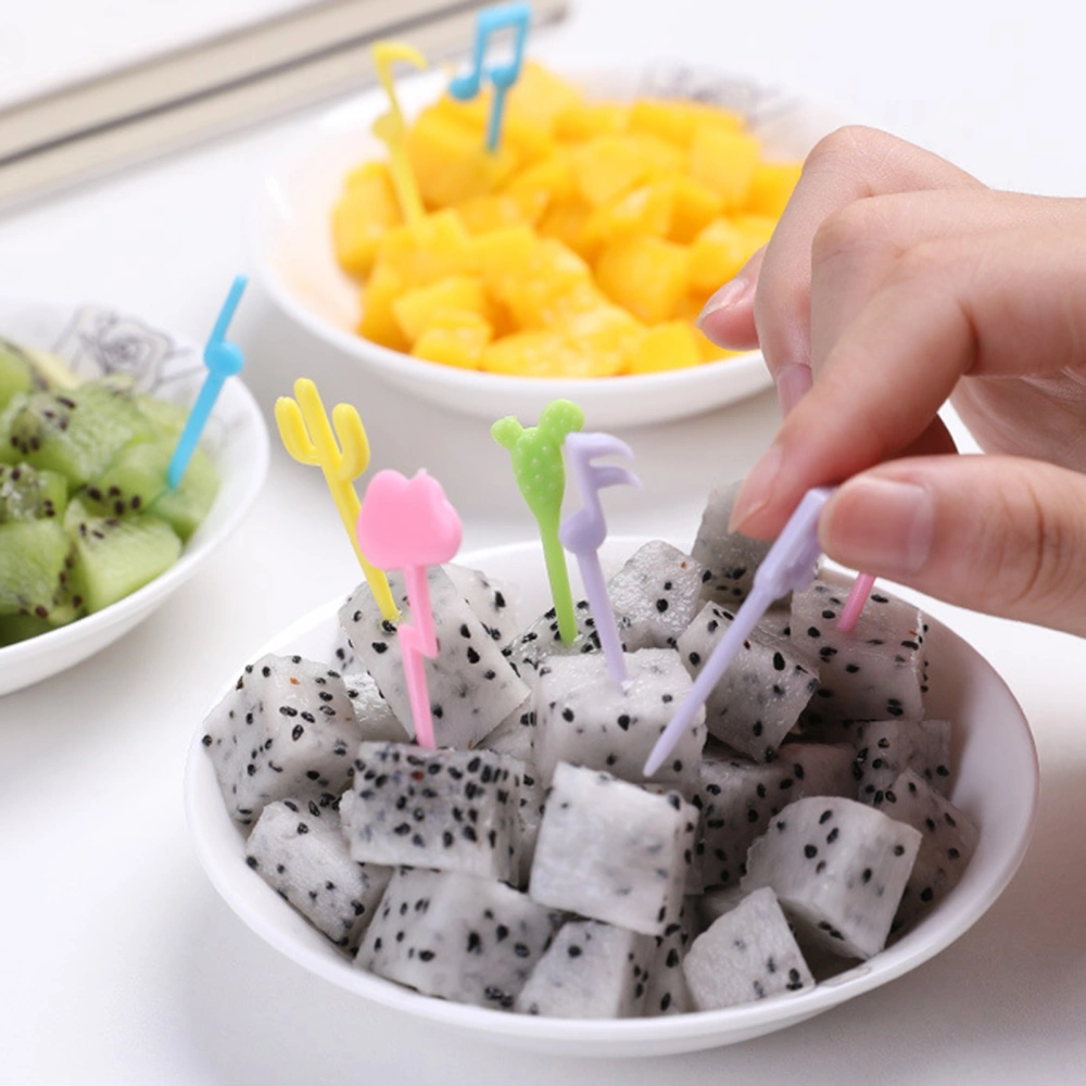 18Pcs Cute Mini Cartoon Fruit Fork Multipurpose Food Grade Bento Decoration Multicolor Note Cloud Cactus Food Pick for Kindergarten