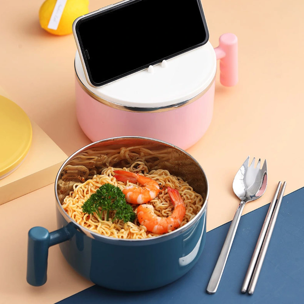 1 Set Ramen Noodles Bowl Large Capacity Food Grade Stainless Steel Anti-scalding 1000ml Student Office Worker Portable Lunch Box Dorm Accessories