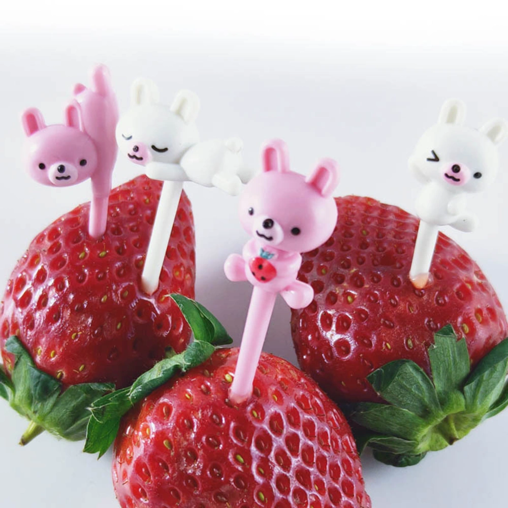 8Pcs Fruit Fork Cartoon Anti-scratch Non-slip Animal Shape Creative Plastic Bento Decorative Tag for Kindergarten