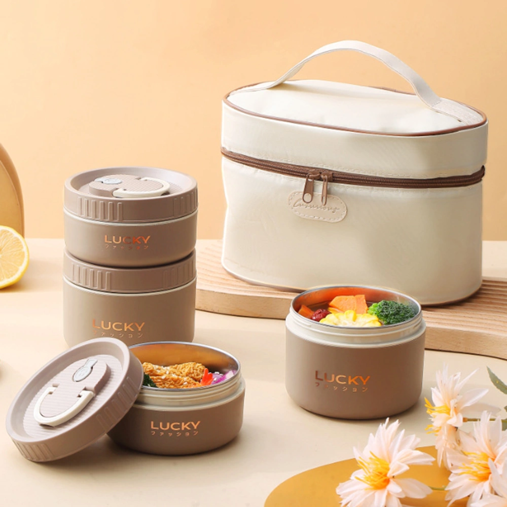 1/1 Set Lunch Box Large Capacity Micro-Wave Safe Fresh-Keeping Breathing Holes Stainless Steel Keep Warm Bento Box with Tableware Work Supply