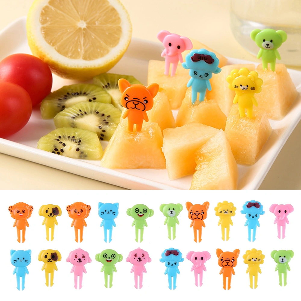 7/10Pcs Fruit Fork Anti-scratch Burr-free Comfortable Grip Non-breakable Non-slip Cute Cartoon Animal Shape Bento Stick Kitchen Supply