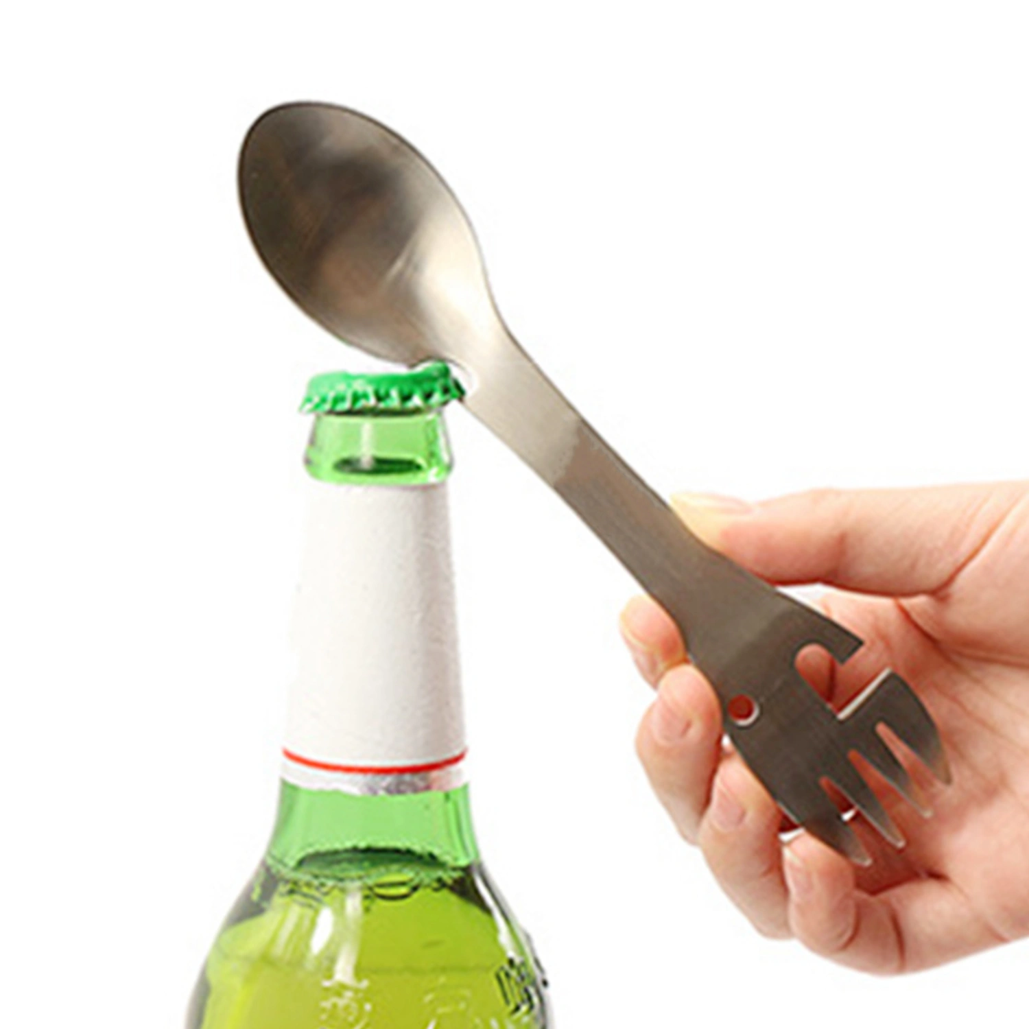 Spork Heat Resistant Anti-slip Handle Anti-scalding Rust-proof High Hardness Tableware Double-end 5 in 1 Picnic Camping Spork Kitchen Gadget