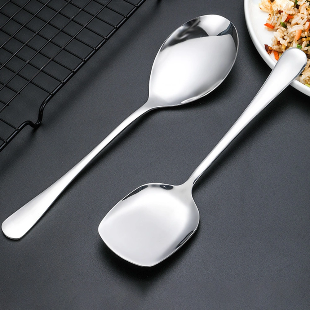 Big Spoon Long Handle Comfortable Grip Ladling Stainless Steel Buffet Dinner Large Size Serving Spoon Daily Use