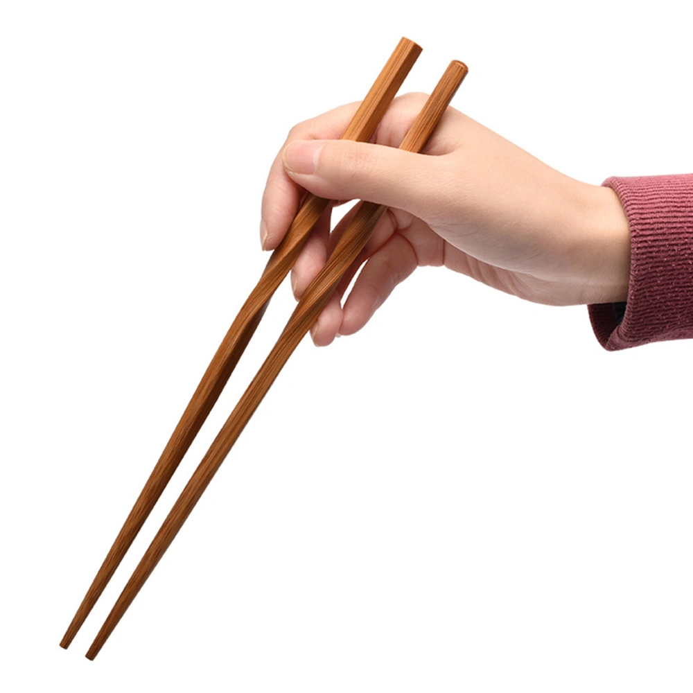 5 Pairs Chopsticks Non-slip High-temperature Resistant Natural Bamboo Wood Carbonized Twist Chinese Chopsticks Kitchen Gadget