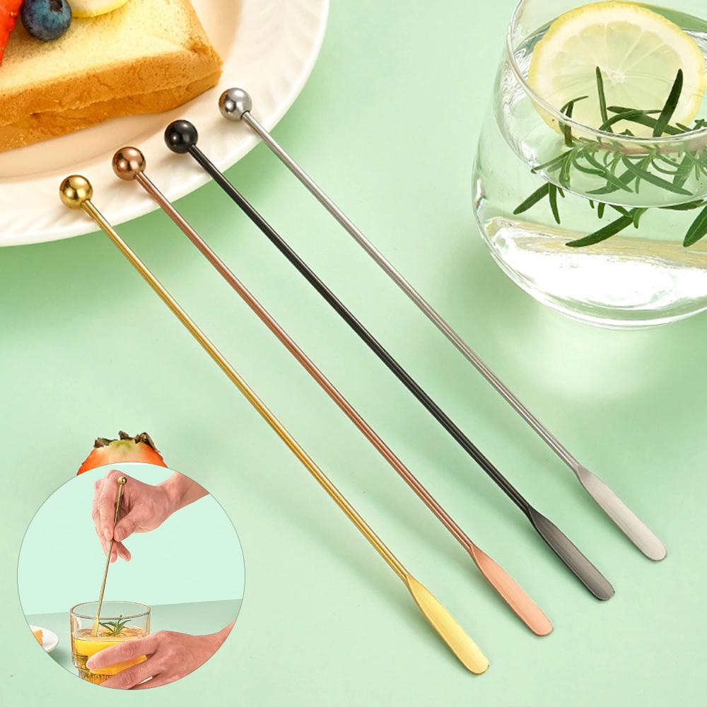 Stainless Steel Stirring Rod Comfortable Grip Long Handle Stir Coffee Milk Cocktail Wine Mixing Stick Kitchen Gadget