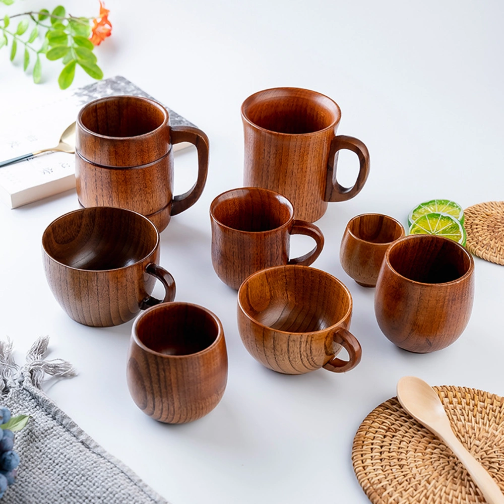 Water Cup Easy to Clean Anti-Fade Eco-friendly Minimalistic Handle Drink Water Various Styles Jujube Wood Water Mug Home Supply