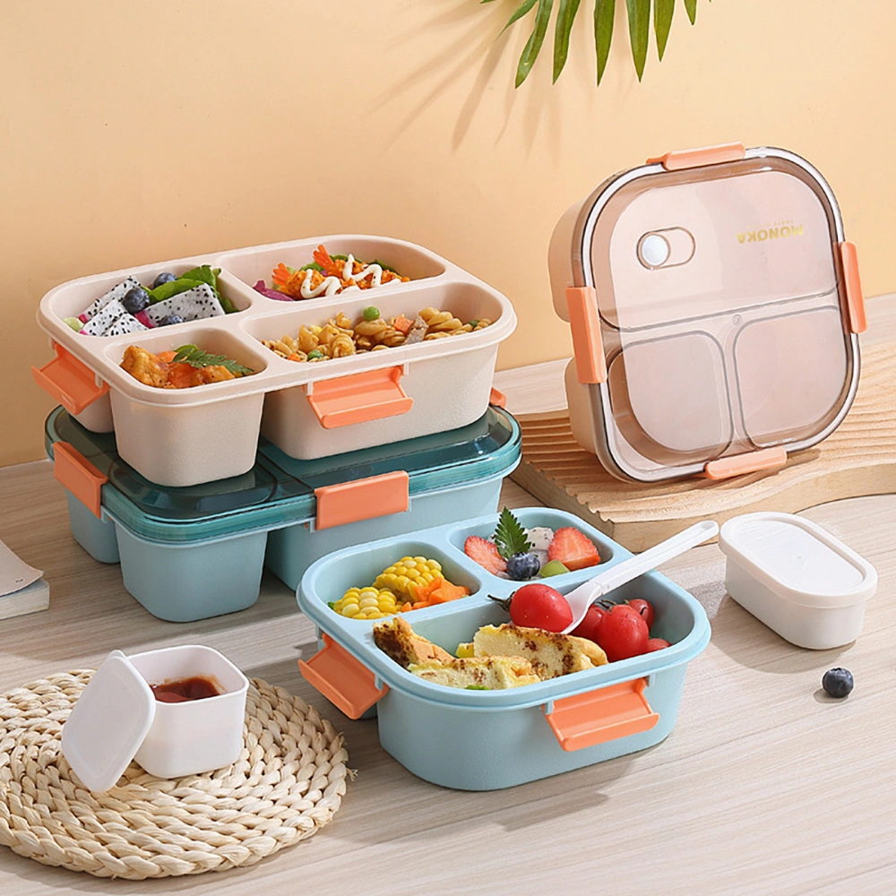 1 Set 1100/1550ML Bento Box 3/4 Grids Good Sealing Buckle Closure Heat Resistance Fresh-Keeping Microwavable Lunch Container Office Supply