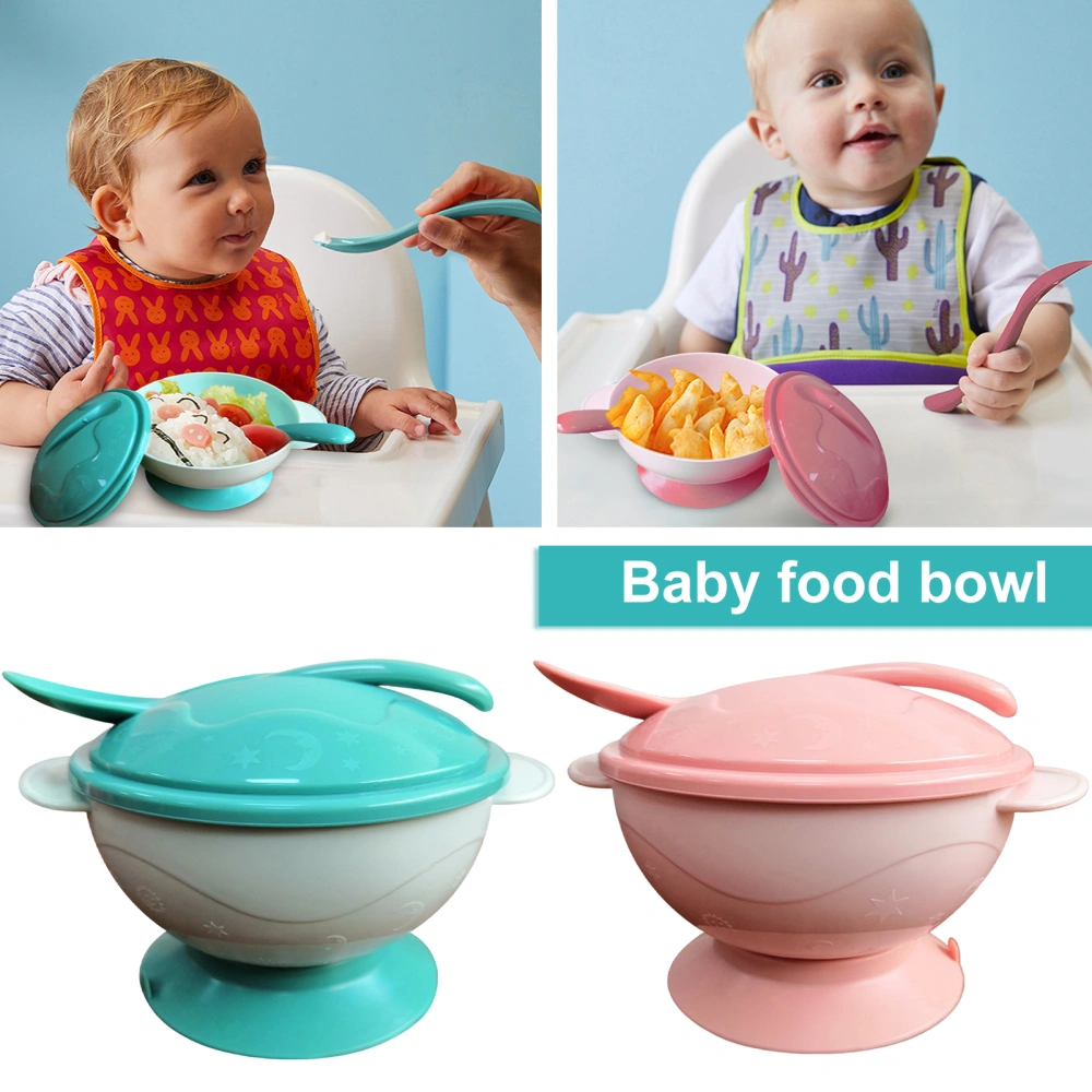 1 Set Suction Bowl with Spoon Eco-friendly Safe Long-lasting Smooth Edge Diet Training Polypropylene Suction Cup Baby Cutlery Bowl Household Supply