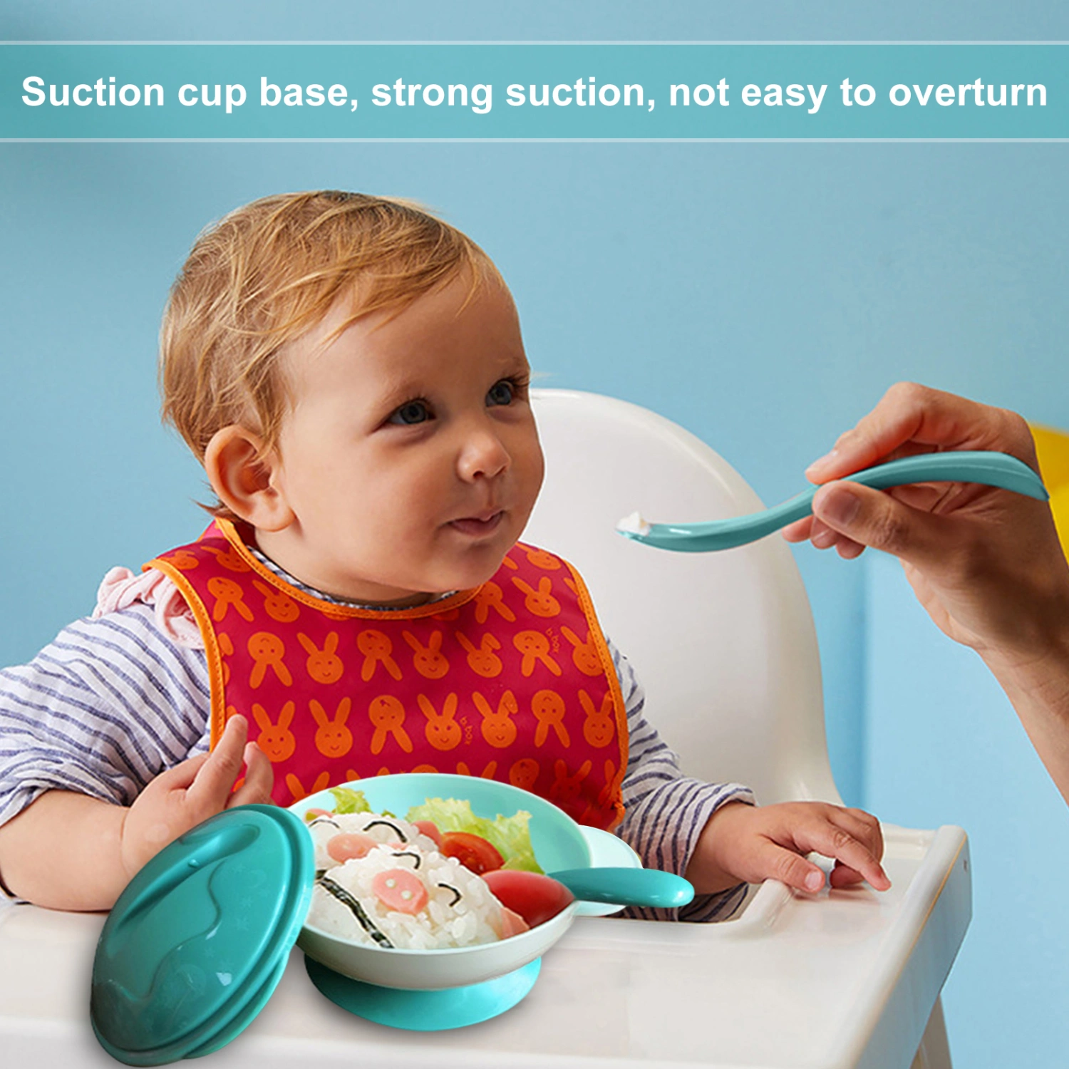 1 Set Suction Bowl with Spoon Eco-friendly Safe Long-lasting Smooth Edge Diet Training Polypropylene Suction Cup Baby Cutlery Bowl Household Supply