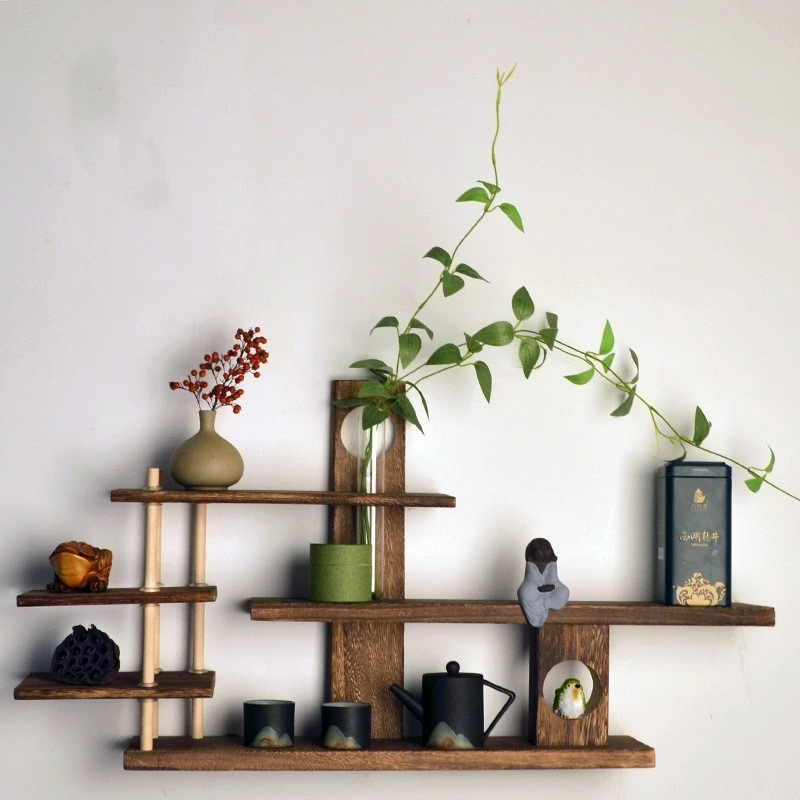 Chinese Style Solid Wood Kung Fu Tea Cup Storage Rack