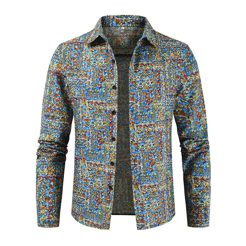Fashion Loose Fitting Floral Lapel Shirt