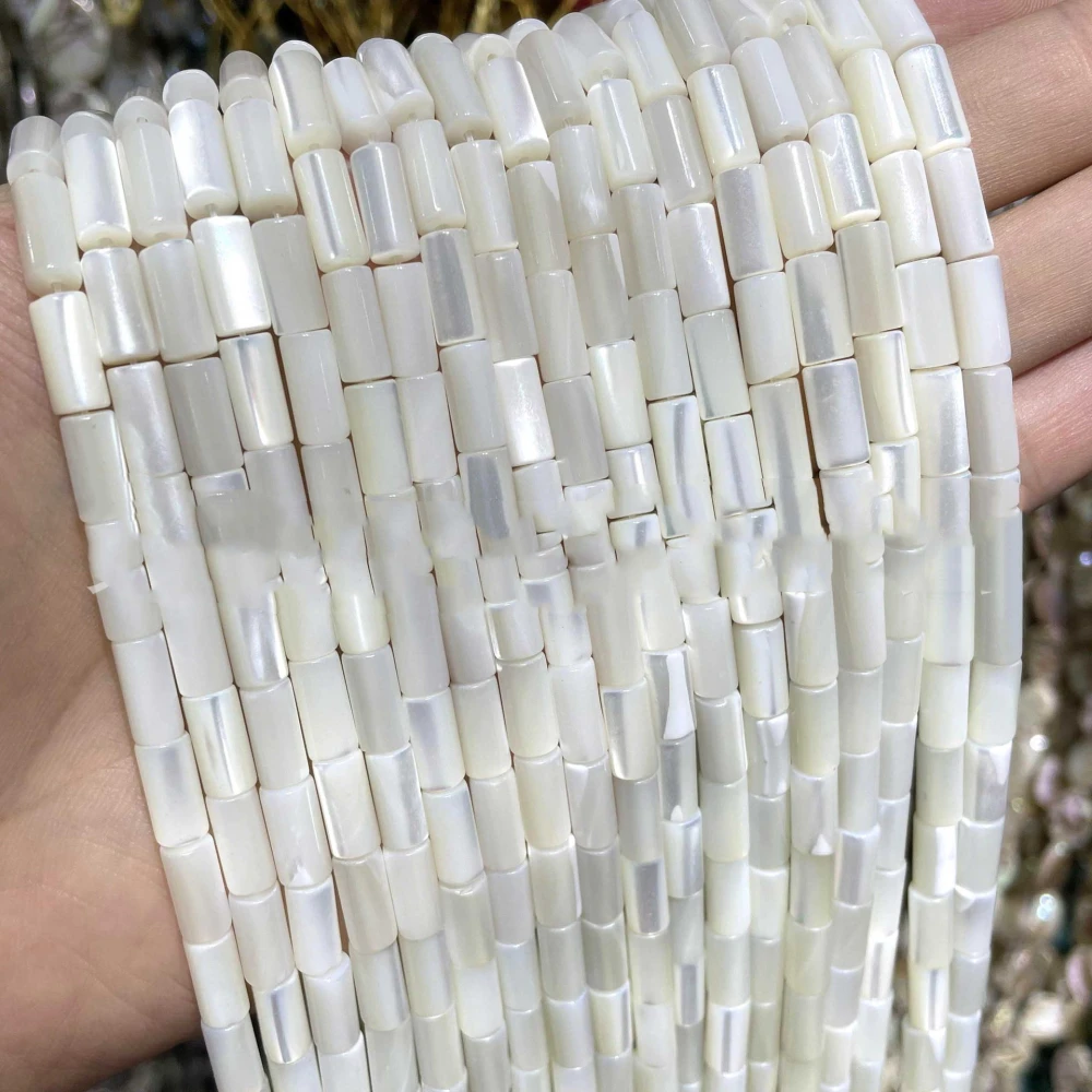 Natural Mop Shell Beads Column White Beige Jewelry Making DIY Bracelet Accessories