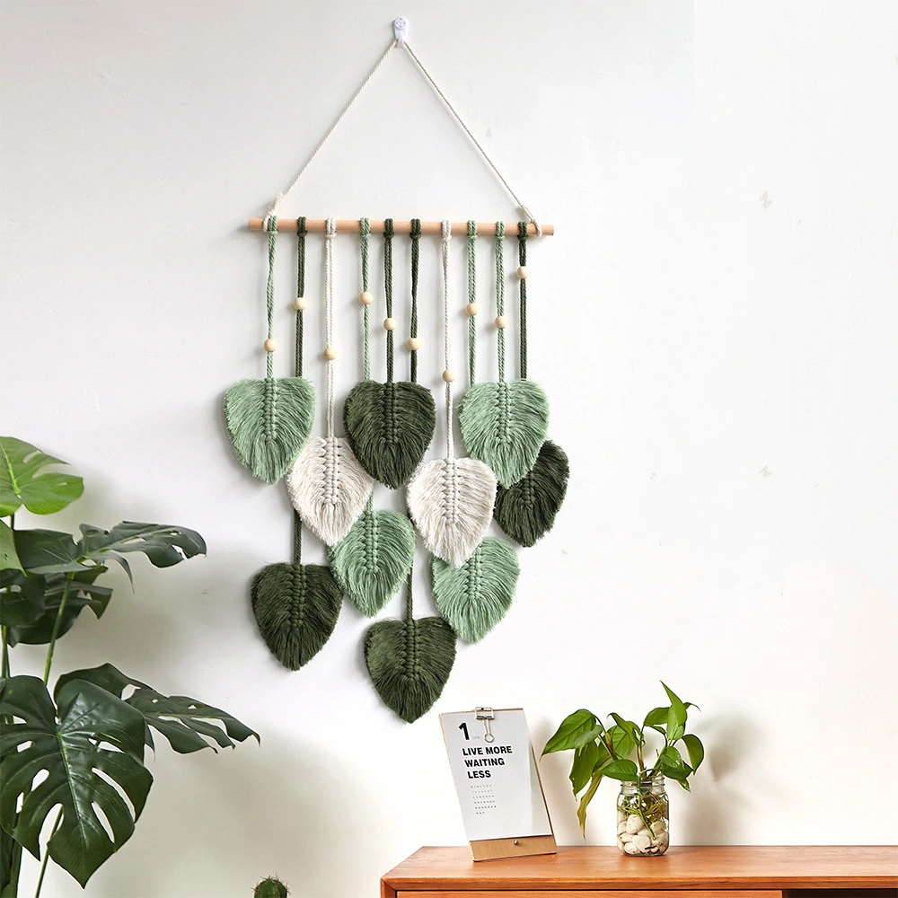 Creative Hand-woven Cotton Rope Leaf Tapestry