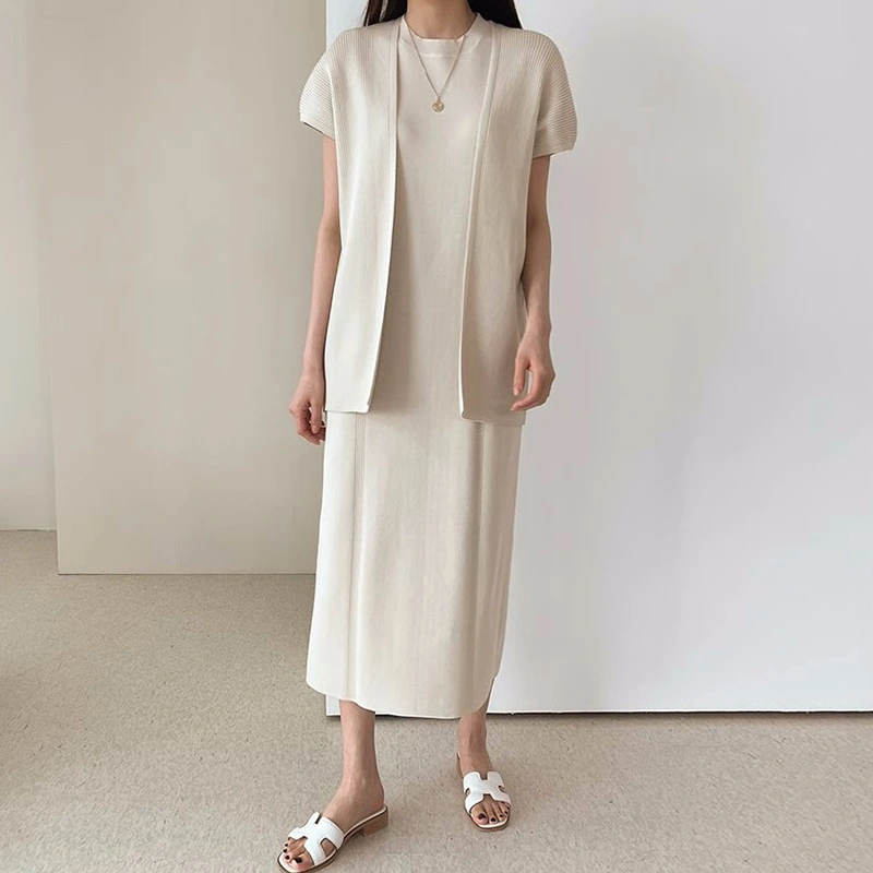 Elegant Neckless Cardigan Vest Shawl Dress