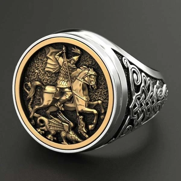 Two Tone Roman Soldier Dragon Ring